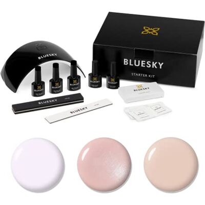 BLUESKY Gel Nail Polish Starter Kit Natural, Gel Nail Kit with 24W UV LED Lamp Nail Dryer, 3 x 10ml Gel Nail Polishes, Cleanser Wipes, Top and Base Coat, Nail File and Buffer BLUESKY Gel Nail Polish Starter Kit Natural, Gel Nail Kit with 24W UV LED Lamp Nail Dryer, 3 x 10ml Gel Nail Polishes, Cleanser Wipes, Top and Base Coat, Nail File and Buffer