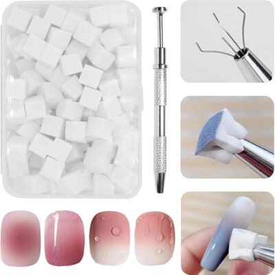 HZHSSG 250 Pcs Nail Sponges for Ombre with Metal Grabber, Ombre Nail Brush,Ombre Nails Design, Nail Art Tools Sponge Brush ,Used to Create a Variety of Gradient Nail Art Patterns HZHSSG 250 Pcs Nail Sponges for Ombre with Metal Grabber, Ombre Nail Brush,Ombre Nails Design, Nail Art Tools Sponge Brush ,Used to Create a Variety of Gradient Nail Art Patterns