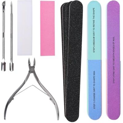 REBECASKYENS 11 Pcs Nail File Set,Double Sided Nail File Block Rectangular Buffer Block Sponge Polished, Come with Cuticle Nipper and Pusher for Dead Skin Nail Trimming Manicure Tools, Nail File and Buffer Set REBECASKYENS 11 Pcs Nail File Set,Double Sided Nail File Block Rectangular Buffer Block Sponge Polished, Come with Cuticle Nipper and Pusher for Dead Skin Nail Trimming Manicure Tools, Nail File and Buffer Set
