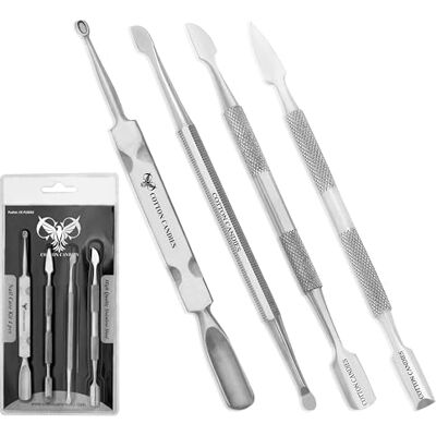 COTTON CANDIES Cuticle Pusher and Cutter Set, Dead Skin Nail Cleaner Tools, Professional Stainless Steel Cuticle Remover, and Durable Pedicure Manicure Tools for Fingernails and Toenails.4 Pcs/Set COTTON CANDIES Cuticle Pusher and Cutter Set, Dead Skin Nail Cleaner Tools, Professional Stainless Steel Cuticle Remover, and Durable Pedicure Manicure Tools for Fingernails and Toenails.4 Pcs/Set