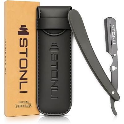 STONLI ® Cut Throat Razors Straight Razor with Matte Black Finish Professional Barber Razor Premium Quality Single Blade Shaving Razor for Moustache and Beard Pouch Included (Black Wooden) STONLI ® Cut Throat Razors Straight Razor with Matte Black Finish Professional Barber Razor Premium Quality Single Blade Shaving Razor for Moustache and Beard Pouch Included (Black Wooden)