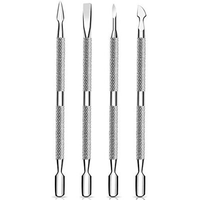 HUPOO Cuticle Pusher and Cutter Set, Dead Skin Nail Cleaner Tools, Professional Stainless Steel Cuticle Remover, Durable Pedicure Manicure Tools for Fingernails and Toenails.4 Pcs/Set HUPOO Cuticle Pusher and Cutter Set, Dead Skin Nail Cleaner Tools, Professional Stainless Steel Cuticle Remover, Durable Pedicure Manicure Tools for Fingernails and Toenails.4 Pcs/Set