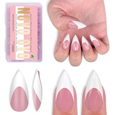NOVO OVO Short Sharp Stiletto White French Tip Nail Tips Press on Berry Pink-16 Sizes PMMA Extra Thick Soft Gel False Nails, 1.5x Stronger Full Cover Acrylic Fake Nails Extension for Salon DIY 160Pcs NOVO OVO Short Sharp Stiletto White French Tip Nail Tips Press on Berry Pink-16 Sizes PMMA Extra Thick Soft Gel False Nails, 1.5x Stronger Full Cover Acrylic Fake Nails Extension for Salon DIY 160Pcs