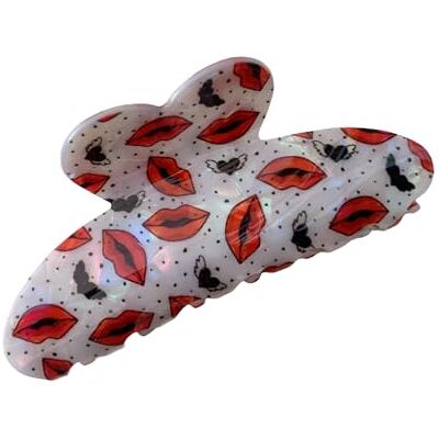 HLZCMWI Practical Acrylic Hair Clip in Lip Print, Black and red lips HLZCMWI Practical Acrylic Hair Clip in Lip Print, Black and red lips