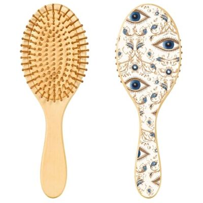 Sevdomey Blue Evil Eyes Wooden Hair Brush with Wood Bristles – Oval Detangling Brush for Women, Massage Scalp & Reduce Static Sevdomey Blue Evil Eyes Wooden Hair Brush with Wood Bristles – Oval Detangling Brush for Women, Massage Scalp & Reduce Static