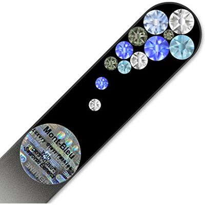 Mont Bleu Purse Size Crystal Nail File with Swarovski Elements, Hand Made, Czech Tempered Glass, Lifetime Guaranty, in Suede Sleeve (Sapphire) Mont Bleu Purse Size Crystal Nail File with Swarovski Elements, Hand Made, Czech Tempered Glass, Lifetime Guaranty, in Suede Sleeve (Sapphire)