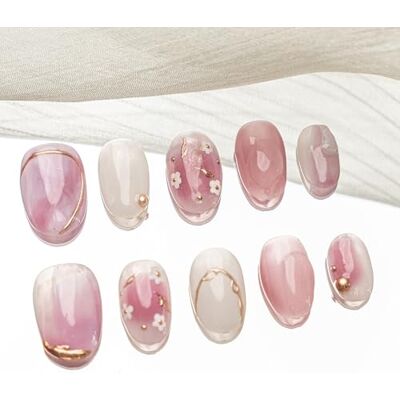 Sun Handmade Press-On Nails Medium Oval Nude Pink (#172 L) Sun Handmade Press-On Nails Medium Oval Nude Pink (#172 L)