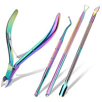 ACWOO Cuticle Nippers, 4 In 1 Cuticle Remover Scissors Cutters with Cuticle Pusher Manicure Tools, Heavy Duty Stainless Steel Cuticle Clippers, Nail Toenail Clippers for Repair Damaged Nails ACWOO Cuticle Nippers, 4 In 1 Cuticle Remover Scissors Cutters with Cuticle Pusher Manicure Tools, Heavy Duty Stainless Steel Cuticle Clippers, Nail Toenail Clippers for Repair Damaged Nails