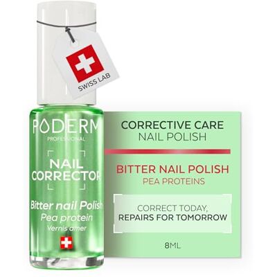 PODERM Nail Care Polish Corrector for Bitten Nails – Bitter Creates a Protective Barrier & Glossy Finish – 8 ml Long-Lasting Taste with Pea Proteins Developed by a Podiatrist in Switzerland PODERM Nail Care Polish Corrector for Bitten Nails – Bitter Creates a Protective Barrier & Glossy Finish – 8 ml Long-Lasting Taste with Pea Proteins Developed by a Podiatrist in Switzerland