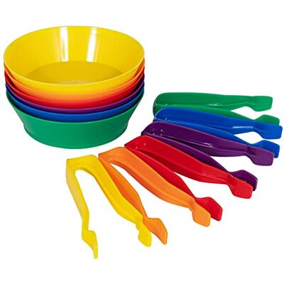 edxeducation Sorting Bowls & Tweezers Set of 12 18M+ 6 Colours Counting and Sorting Toy for Toddlers Early Education and Fine Motor Skills Resource edxeducation Sorting Bowls & Tweezers Set of 12 18M+ 6 Colours Counting and Sorting Toy for Toddlers Early Education and Fine Motor Skills Resource