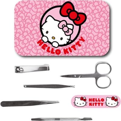 CERDÁ LIFE'S LITTLE MOMENTS Hello Kitty Manicure Set with Metal Case, Nail Clippers, Scissors, Tweezers and Cuticle Tool Personal Care Kit for Girls, Teens and Sanrio Fans CERDÁ LIFE'S LITTLE MOMENTS Hello Kitty Manicure Set with Metal Case, Nail Clippers, Scissors, Tweezers and Cuticle Tool Personal Care Kit for Girls, Teens and Sanrio Fans