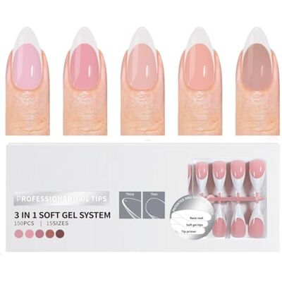 Elnwnnkc 150 Pcs French Tip Pre Primer for Easy Application Full Covers Acrylic False for Fashion Art Fashion Design Elnwnnkc 150 Pcs French Tip Pre Primer for Easy Application Full Covers Acrylic False for Fashion Art Fashion Design