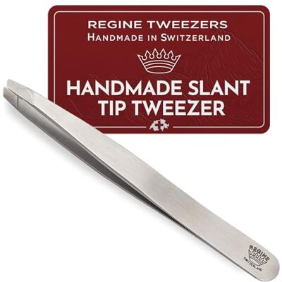 Regine Switzerland Slant Tip Tweezers 100% Handmade Surgical Grade Stainless Steel Professional Precision Eyebrow and Hair Remover World's Best Tweezers Regine Switzerland Slant Tip Tweezers 100% Handmade Surgical Grade Stainless Steel Professional Precision Eyebrow and Hair Remover World's Best Tweezers