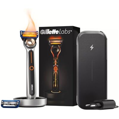Gillette Labs Heated Men's Razor, Electric Razor with Travel Kit, 1 Razor Blade Refill, FlexDisc Technology, 100% Waterproof, Gifts for Men, Includes Rechargeable Battery Gillette Labs Heated Men's Razor, Electric Razor with Travel Kit, 1 Razor Blade Refill, FlexDisc Technology, 100% Waterproof, Gifts for Men, Includes Rechargeable Battery