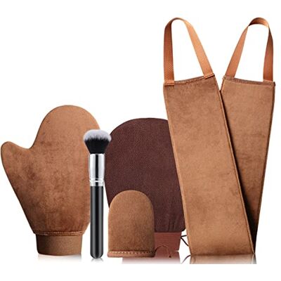 G GAIYAH GAIYAH 5 in 1 Smooth Velvet Self Tanning Mitt Kit Reusable Double-Sided Fake Tan Mitt, Mini Self Tan Mit for Face, Tanning Brush, Exfoliating Gloves, Lotion Applicator for Back Tanner Applicator G GAIYAH GAIYAH 5 in 1 Smooth Velvet Self Tanning Mitt Kit Reusable Double-Sided Fake Tan Mitt, Mini Self Tan Mit for Face, Tanning Brush, Exfoliating Gloves, Lotion Applicator for Back Tanner Applicator