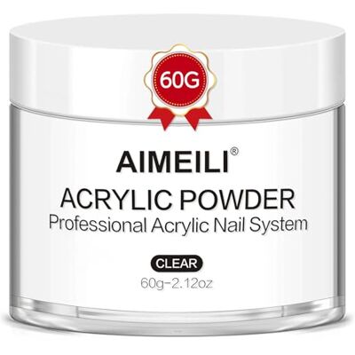 AIMEILI Clear Acrylic Powder Acrylic Nail Powder for Extension, No Lamp Needed, 60g AIMEILI Clear Acrylic Powder Acrylic Nail Powder for Extension, No Lamp Needed, 60g