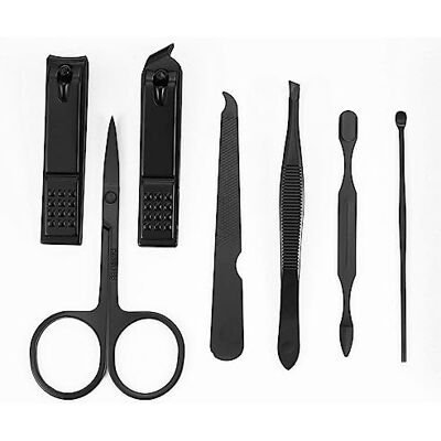 Manicure Set Manicure Pedicure Set Nail Clippers Scissors Tweezers Ear-pick Black Stainless steel Men Women Travel Size Nail Grooming Tool Kit Blue Manicure Set Manicure Pedicure Set Nail Clippers Scissors Tweezers Ear-pick Black Stainless steel Men Women Travel Size Nail Grooming Tool Kit Blue