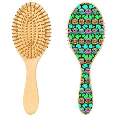 Sevdomey Colorful Eyes Wooden Hair Brush with Wood Bristles – Oval Detangling Brush for Women, Massage Scalp & Reduce Static Sevdomey Colorful Eyes Wooden Hair Brush with Wood Bristles – Oval Detangling Brush for Women, Massage Scalp & Reduce Static