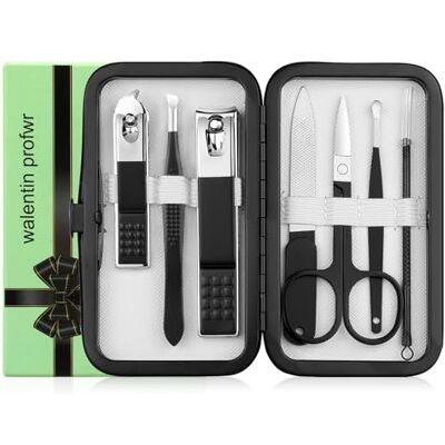 walentin profwr Nail Clipper Set Manicure Set Men Manicure Kit with Portable Travel Case Toe Finger Nail Clippers Personal Care Tools Kit Men Grooming Kit Present for Husband Boyfriend Family(Black White) walentin profwr Nail Clipper Set Manicure Set Men Manicure Kit with Portable Travel Case Toe Finger Nail Clippers Personal Care Tools Kit Men Grooming Kit Present for Husband Boyfriend Family(Black White)