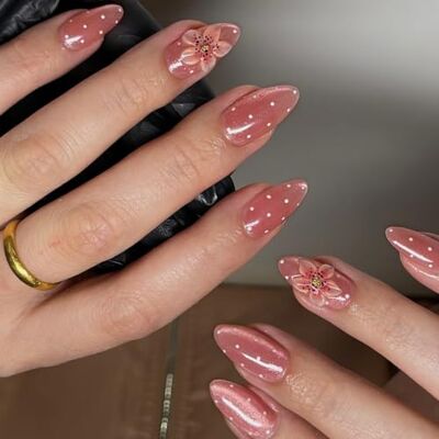 CAZSTYK Almond Wearable Manicure Tips Glossy Floral False Tips CAZSTYK Almond Wearable Manicure Tips Glossy Floral False Tips