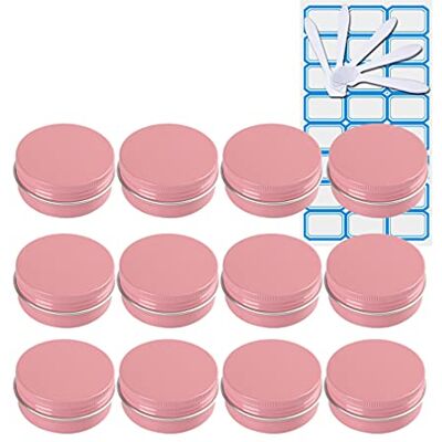ZEOABSY 30 Pieces 10 ml Empty Pink Round Aluminum Tin Jars with Screw Lids Cosmetics Lip Balm Containers Pots for DIY Candle Salve Salt Powder Crafts Storage Cans with 5X Spoon, 2X Labels ZEOABSY 30 Pieces 10 ml Empty Pink Round Aluminum Tin Jars with Screw Lids Cosmetics Lip Balm Containers Pots for DIY Candle Salve Salt Powder Crafts Storage Cans with 5X Spoon, 2X Labels