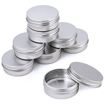 KBNIAN 30Pcs 30ml Aluminium Tins Jars, Empty Cosmetics Container Pots Travel Sample Pots Round Cans with Screw Lids for DIY Crafts, Cosmetics, Salve, Candle, Lip Balm, Travel Storage 5.2 * 2cm(Silver) KBNIAN 30Pcs 30ml Aluminium Tins Jars, Empty Cosmetics Container Pots Travel Sample Pots Round Cans with Screw Lids for DIY Crafts, Cosmetics, Salve, Candle, Lip Balm, Travel Storage 5.2 * 2cm(Silver)