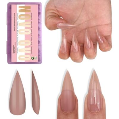 NOVO OVO Sharp Stiletto Nail Tips Press on Medium Long Pure Color Brown Pink,Pointed Soft Gel Fake Acrylic Extension, Full Cover False Nails for Salon DIY x 16 Sizes 224 pcs NOVO OVO Sharp Stiletto Nail Tips Press on Medium Long Pure Color Brown Pink,Pointed Soft Gel Fake Acrylic Extension, Full Cover False Nails for Salon DIY x 16 Sizes 224 pcs