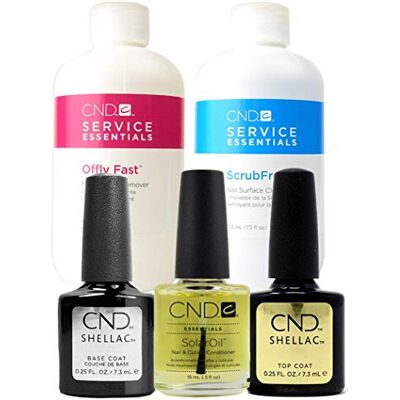 CND Shellac Treatments Kit (Scrub 222ml, Offly Fast 222ml, Top&Base7.3ml, Solar 15ml CND Shellac Treatments Kit (Scrub 222ml, Offly Fast 222ml, Top&Base7.3ml, Solar 15ml
