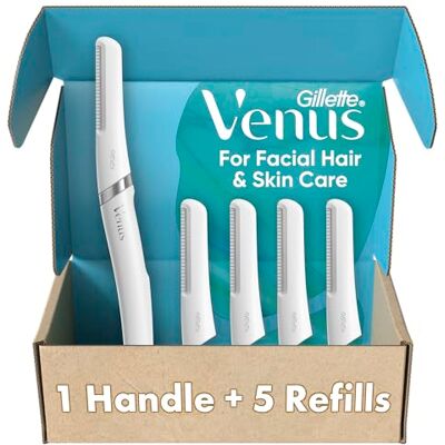 Gillette Dermaplaning Tool Kit, 5 Blade Refills, Exfoliating Face Razors for Women, Eyebrow Razor, Face Razors for Women, Facial Razors, Dermaplane Razor for Women Face, Peach Fuzz Remover Gillette Dermaplaning Tool Kit, 5 Blade Refills, Exfoliating Face Razors for Women, Eyebrow Razor, Face Razors for Women, Facial Razors, Dermaplane Razor for Women Face, Peach Fuzz Remover