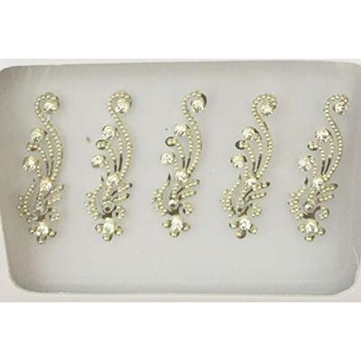 Mehek BBZ127 Silver Bindi Stone Diamante Forehead Sticker Wedding Fancy Tikka Indian Tattoos Party Face Gem Body Art Mehek BBZ127 Silver Bindi Stone Diamante Forehead Sticker Wedding Fancy Tikka Indian Tattoos Party Face Gem Body Art