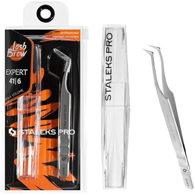 STALEKS PRO Professional False Eyelash Tweezers, Curved Eyelash Extension, Mega Volume, Stainless Steel, Expert 41/6 STALEKS PRO Professional False Eyelash Tweezers, Curved Eyelash Extension, Mega Volume, Stainless Steel, Expert 41/6