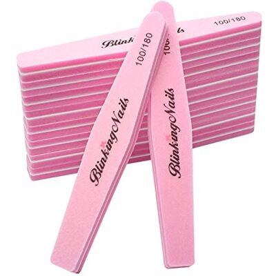 BlinkingNails Sponge Nail File and Buffers for Nail Art Care Double Sides Design 100/180 Grit Nail Buffer Professional Manicure Nail Tools Color Pink Pack of 10pcs BlinkingNails Sponge Nail File and Buffers for Nail Art Care Double Sides Design 100/180 Grit Nail Buffer Professional Manicure Nail Tools Color Pink Pack of 10pcs