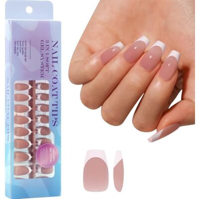 PLCPDM 300Pcs Soft Gels False Tips 3in 1 Pre-Colored French Fake 15 Sizes for Extension Soft Gels Tips Square Almond PLCPDM 300Pcs Soft Gels False Tips 3in 1 Pre-Colored French Fake 15 Sizes for Extension Soft Gels Tips Square Almond