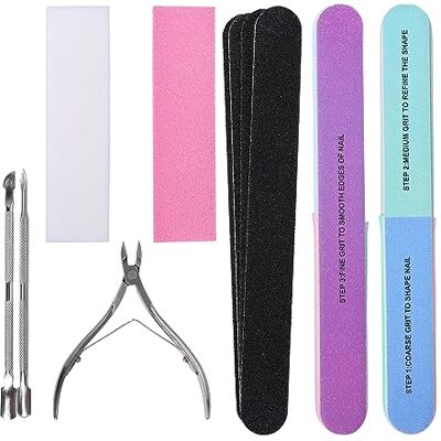 HXMJIED 11 Pcs Nail File Set, Double Sided Nail File Block Rectangular Buffer Block Sponge Polished, Come with Cuticle Nipper and Pusher for Dead Skin Nail Trimming Manicure Tools, Nail File and Buffer Set HXMJIED 11 Pcs Nail File Set, Double Sided Nail File Block Rectangular Buffer Block Sponge Polished, Come with Cuticle Nipper and Pusher for Dead Skin Nail Trimming Manicure Tools, Nail File and Buffer Set