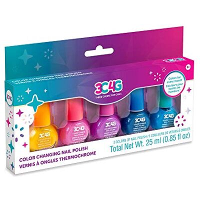 3C4G THREE CHEERS FOR GIRLS Color Changing Nail Varnish Set 5 Colours, Ages 8+ 3C4G THREE CHEERS FOR GIRLS Color Changing Nail Varnish Set 5 Colours, Ages 8+