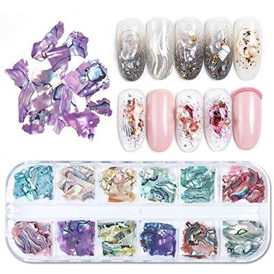 Symphonyw Irregular Abalone Seashell Slices, 3D Nail Art Shell Piece Nail Art Decorations UV Gel Flake Mermaid Nail Sequins Symphonyw Irregular Abalone Seashell Slices, 3D Nail Art Shell Piece Nail Art Decorations UV Gel Flake Mermaid Nail Sequins