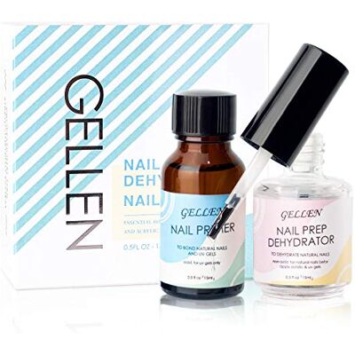 Gellen Nail Dehydrator and Nail Primer Set, Acid Free Nail Prep Kit, Superior Protein Bonding for Long-Lasting Acrylic Powder and Gel Nail Polish, Air Dry Gellen Nail Dehydrator and Nail Primer Set, Acid Free Nail Prep Kit, Superior Protein Bonding for Long-Lasting Acrylic Powder and Gel Nail Polish, Air Dry