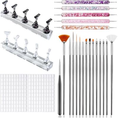 Xazuninsu Nail Art Set 2PCS Nail holder With 100Pcs X 2 Double-Sided Tape 15-Piece Nail Art Pencil Holders, 5-Piece Nail Art Pencil Holders With Dotting Tools. Suitable For Beginners. Xazuninsu Nail Art Set 2PCS Nail holder With 100Pcs X 2 Double-Sided Tape 15-Piece Nail Art Pencil Holders, 5-Piece Nail Art Pencil Holders With Dotting Tools. Suitable For Beginners.