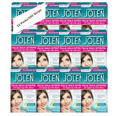 Aasram 192 Strips Jolen Face Wax Strips for Upper Lips, Chin and Brows for Sensitive Skin Dermatologically Tasted Pack of 12 Value Pack Aasram 192 Strips Jolen Face Wax Strips for Upper Lips, Chin and Brows for Sensitive Skin Dermatologically Tasted Pack of 12 Value Pack