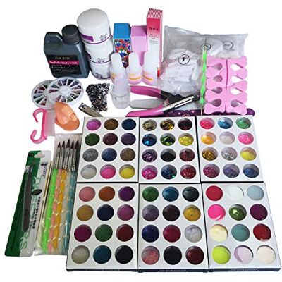 TEEROVA Professional 72 Acrylic Powder Liquid Brush Glitter Clipper Primer File Nail Art Tips Set Kit TEEROVA Professional 72 Acrylic Powder Liquid Brush Glitter Clipper Primer File Nail Art Tips Set Kit
