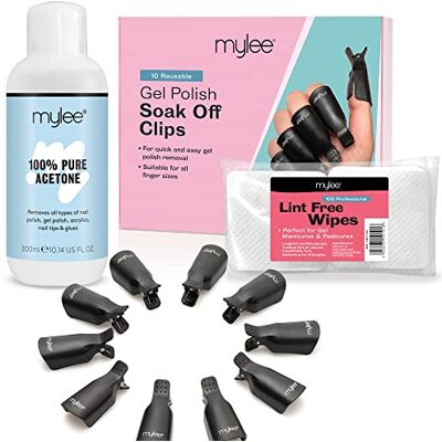 Mylee Gel Nail Polish Remover Set Pure Acetone 300ml + 100pcs Wipes Mylee Gel Nail Polish Remover Set Pure Acetone 300ml + 100pcs Wipes