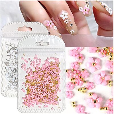 Dornail White Pink 3D Acrylic Flower Nail Charms With Pearl Golden Caviar Beads Nail Art Accessories Nail Designs for DIY Nail Decorations Nail Art Supplies Dornail White Pink 3D Acrylic Flower Nail Charms With Pearl Golden Caviar Beads Nail Art Accessories Nail Designs for DIY Nail Decorations Nail Art Supplies