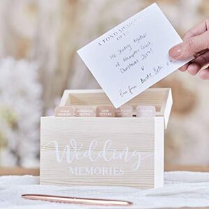 Ginger Ray Wooden with White Text Wedding Memory Box with 75 Cards Ginger Ray Wooden with White Text Wedding Memory Box with 75 Cards