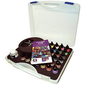 Vallejo Acrylicos Basic Game Air Colors with Airbrush Set, Black, 34 Piece Set Vallejo Acrylicos Basic Game Air Colors with Airbrush Set, Black, 34 Piece Set