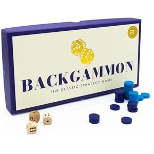 Robert Frederick Backgammon Classic Strategy Board Game in Premium Gift Box Timeless Family & Travel Game, Navy and Cream Robert Frederick Backgammon Classic Strategy Board Game in Premium Gift Box Timeless Family & Travel Game, Navy and Cream