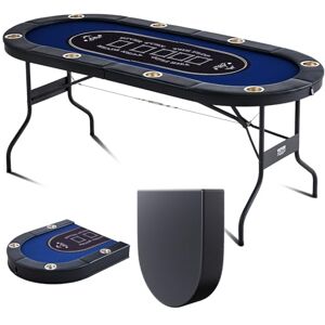 VEVOR 8 Player Foldable Poker Table, Blackjack Texas Holdem Poker Table with Padded Rails and Stainless Steel Cup Holders, Portable Folding Card Board Game Table, 72" Oval Casino Leisure Table VEVOR 8 Player Foldable Poker Table, Blackjack Texas Holdem Poker Table with Padded Rails and Stainless Steel Cup Holders, Portable Folding Card Board Game Table, 72" Oval Casino Leisure Table