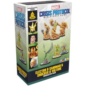 Asmodee ATOMIC MASS GAMES Marvel Crisis Protocol: Electro & Sandman & Shocker & Vulture Miniatures Board Game Ages 14+ 2 Players 90 Minutes Playing Time Asmodee ATOMIC MASS GAMES Marvel Crisis Protocol: Electro & Sandman & Shocker & Vulture Miniatures Board Game Ages 14+ 2 Players 90 Minutes Playing Time