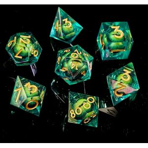 FugaCity DND Dice Set,Liquid Core Handmade Sharp Edge 7 Piece Resin Dice-Dungeons and Dragons Polyhedral Dice Set, D&D Dice Set with Gift Dice Case for RPG MTG Table Games FugaCity DND Dice Set,Liquid Core Handmade Sharp Edge 7 Piece Resin Dice-Dungeons and Dragons Polyhedral Dice Set, D&D Dice Set with Gift Dice Case for RPG MTG Table Games
