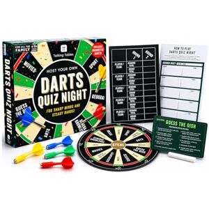 Talking Tables Darts Quiz Night Game Magnetic Dart & Trivia Pub Quiz Hybrid, Reusable Board with Questions, Scoreboard, Chalk Props & Trophy, Family Games Gift, Players 4+, Ages 9+ Talking Tables Darts Quiz Night Game Magnetic Dart & Trivia Pub Quiz Hybrid, Reusable Board with Questions, Scoreboard, Chalk Props & Trophy, Family Games Gift, Players 4+, Ages 9+