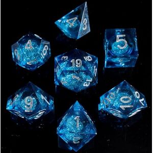 FugaCity DND Dice Set, Liquid Core Handmade Sharp Edge 7 Piece Resin Dice-Dungeons and Dragons Polyhedral Dice Set, D&D Dice Set with Gift Dice Case for RPG MTG Table Games(Blue Sand & Silver) FugaCity DND Dice Set, Liquid Core Handmade Sharp Edge 7 Piece Resin Dice-Dungeons and Dragons Polyhedral Dice Set, D&D Dice Set with Gift Dice Case for RPG MTG Table Games(Blue Sand & Silver)